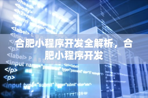 合肥小程序开发全解析，合肥小程序开发