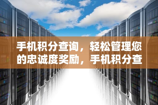 手机积分查询，轻松管理您的忠诚度奖励，手机积分查询与兑换