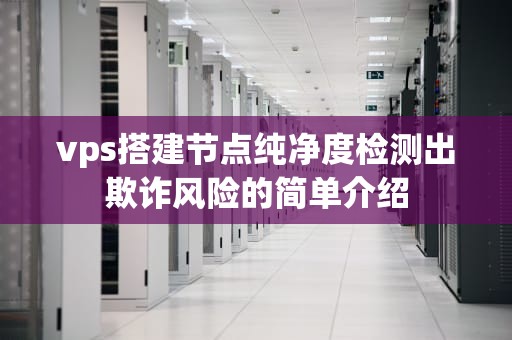 vps搭建节点纯净度检测出欺诈风险的简单介绍