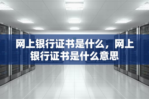 网上银行证书是什么，网上银行证书是什么意思