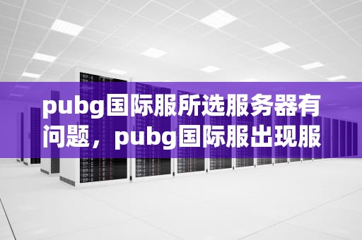 pubg国际服所选服务器有问题，pubg国际服出现服务器繁忙怎么办