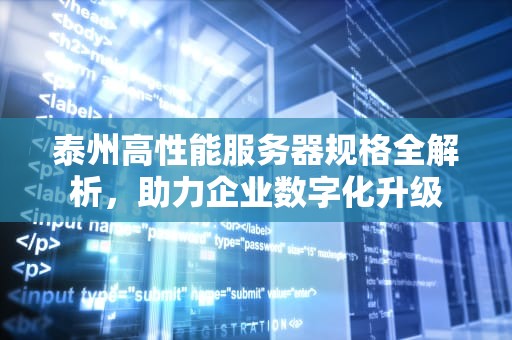 泰州高性能服务器规格全解析，助力企业数字化升级
