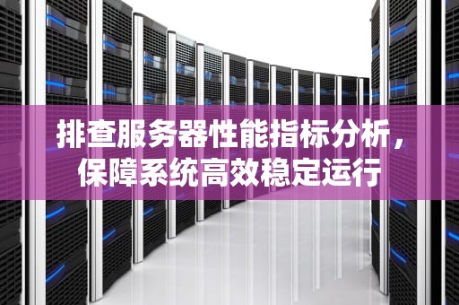排查服务器性能指标分析，保障系统高效稳定运行