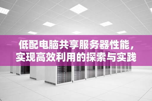 低配电脑共享服务器性能，实现高效利用的探索与实践