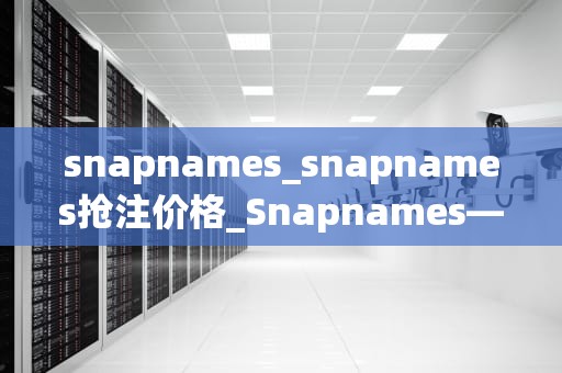 snapnames_snapnames抢注价格_Snapnames——改变我们命名的方式