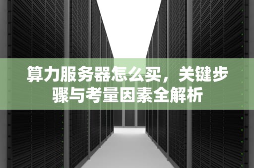 算力服务器怎么买，关键步骤与考量因素全解析