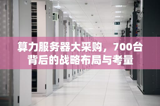 算力服务器大采购，700台背后的战略布局与考量