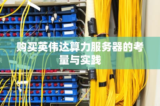 购买英伟达算力服务器的考量与实践