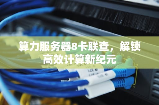 算力服务器8卡联查，解锁高效计算新纪元