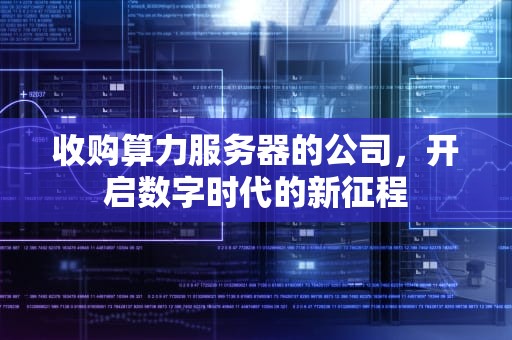 收购算力服务器的公司，开启数字时代的新征程