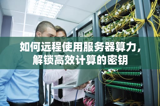 如何远程使用服务器算力，解锁高效计算的密钥