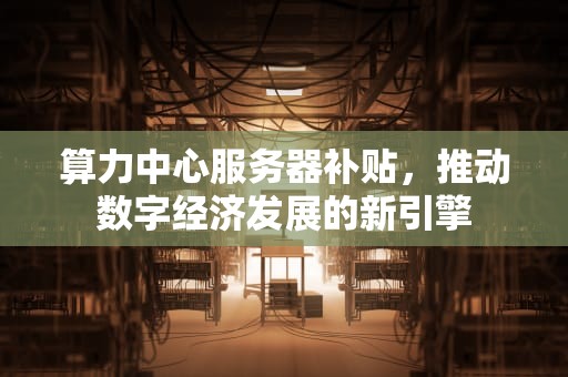 算力中心服务器补贴，推动数字经济发展的新引擎