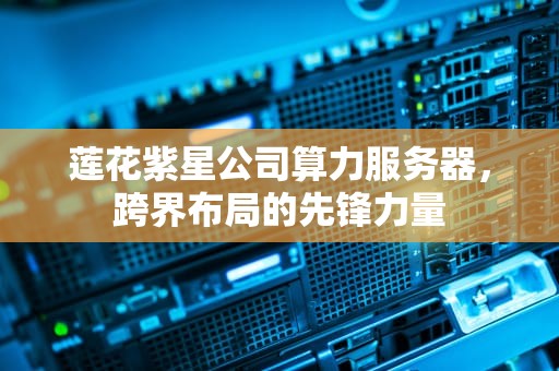 莲花紫星公司算力服务器，跨界布局的先锋力量