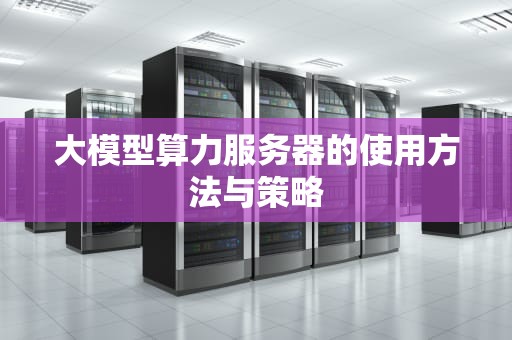 大模型算力服务器的使用方法与策略
