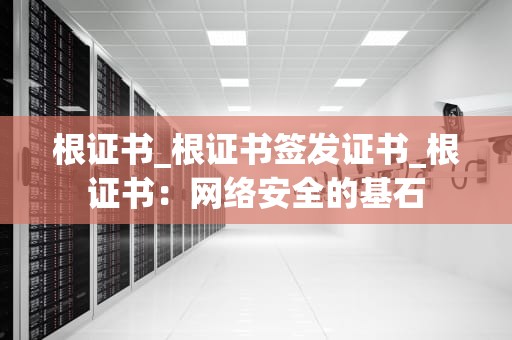 根证书_根证书签发证书_根证书：网络安全的基石