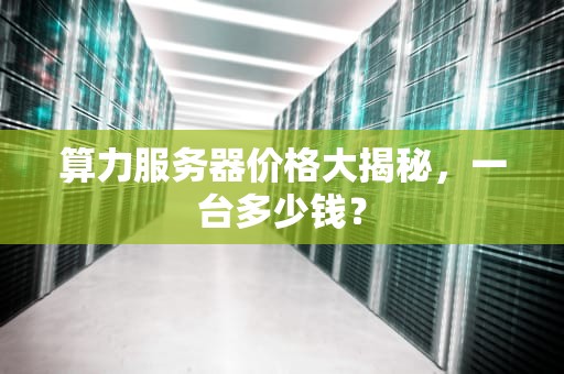 算力服务器价格大揭秘，一台多少钱？
