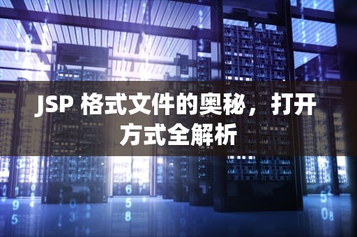 JSP 格式文件的奥秘,打开方式全解析 JSP 格式文件的奥秘,打开方式全解析