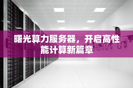 曙光算力服务器，开启高性能计算新篇章