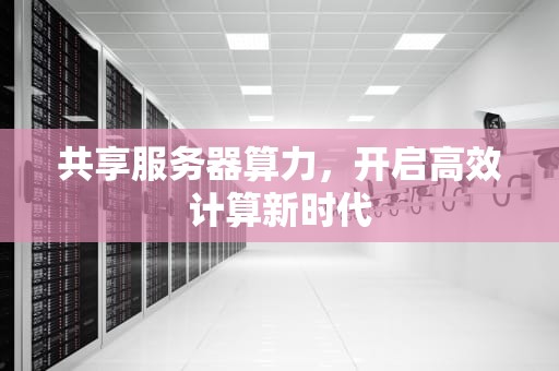 共享服务器算力，开启高效计算新时代