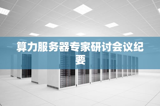 算力服务器专家研讨会议纪要