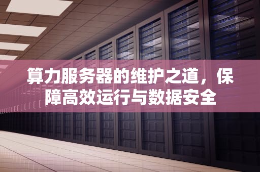 算力服务器的维护之道，保障高效运行与数据安全