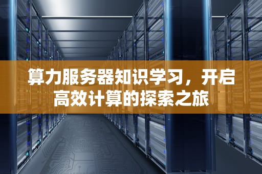 算力服务器知识学习，开启高效计算的探索之旅