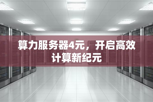 算力服务器4元，开启高效计算新纪元