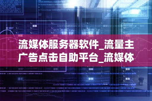 流媒体服务器软件_流量主广告点击自助平台_流媒体服务器软件的深度剖析