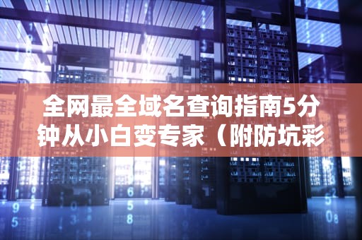 全网最全域名查询指南5分钟从小白变专家（附防坑彩蛋）