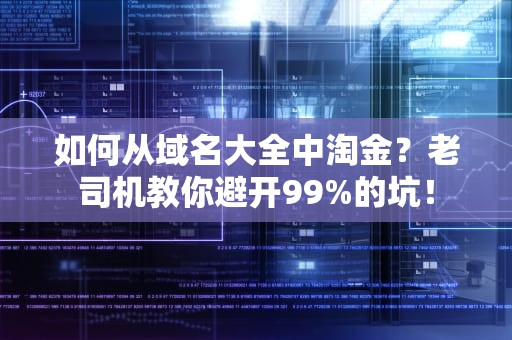 如何从域名大全中淘金？老司机教你避开99%的坑！