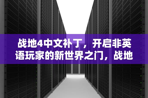 战地4中文补丁，开启非英语玩家的新世界之门，战地4中文补丁3dm
