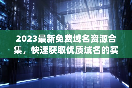 2023最新免费域名资源合集，快速获取优质域名的实用方法，免费https域名