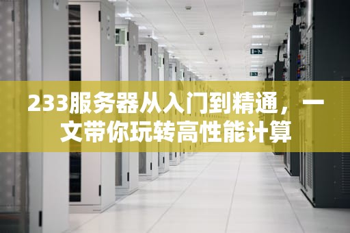 233服务器从入门到精通，一文带你玩转高性能计算