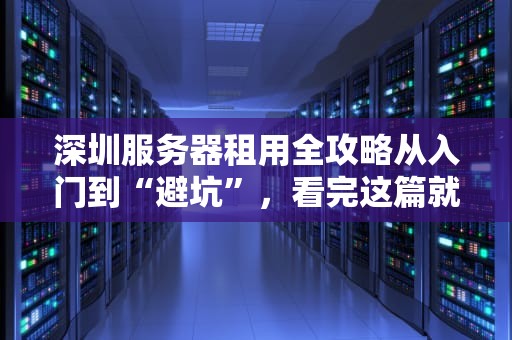 深圳服务器租用全攻略从入门到“避坑”，看完这篇就敢跟老板拍胸脯了！