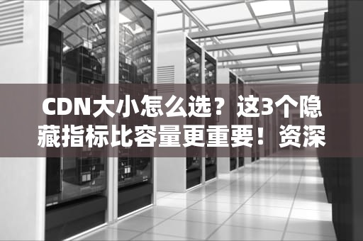 CDN大小怎么选？这3个隐藏指标比容量更重要！资深工程师的避坑指南