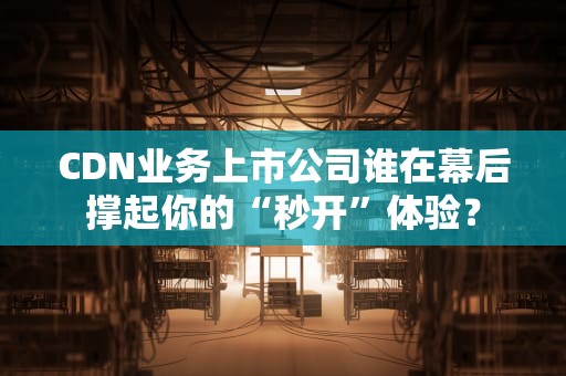 CDN业务上市公司谁在幕后撑起你的“秒开”体验？