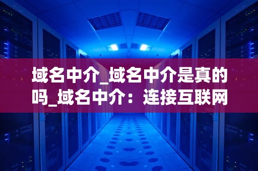 域名中介_域名中介是真的吗_域名中介：连接互联网世界的桥梁