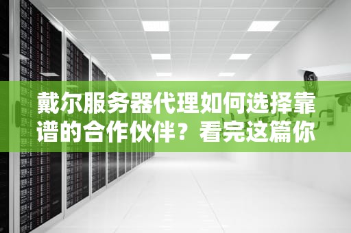 戴尔服务器代理如何选择靠谱的合作伙伴？看完这篇你就懂了！