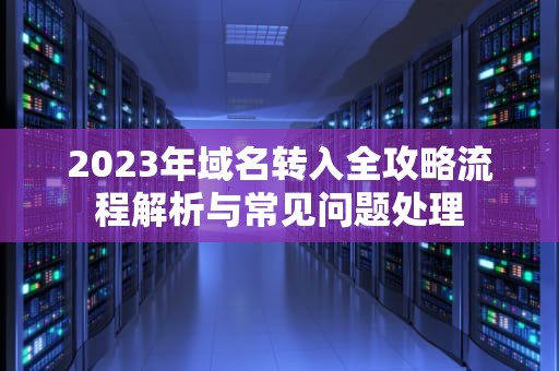 2023年域名转入全攻略流程解析与常见问题处理