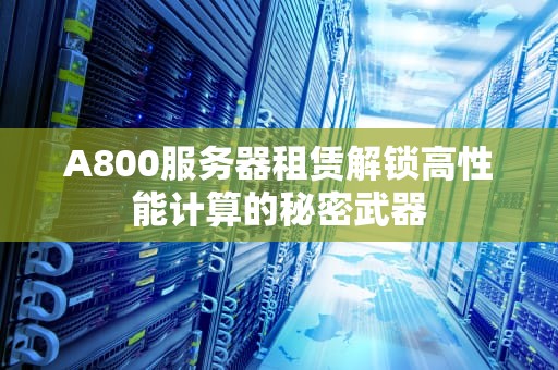 A800服务器租赁解锁高性能计算的秘密武器