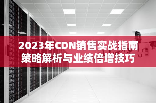 2023年CDN销售实战指南策略解析与业绩倍增技巧