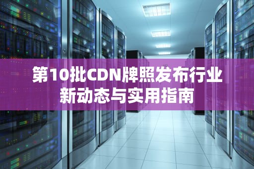 第10批CDN牌照发布行业新动态与实用指南