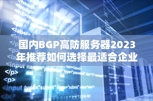 国内BGP高防服务器2023年推荐如何选择最适合企业的高防方案？