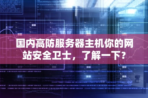 国内高防服务器主机你的网站安全卫士，了解一下？