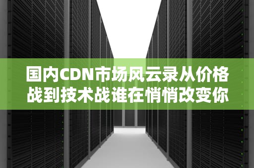 国内CDN市场风云录从价格战到技术战谁在悄悄改变你的上网速度？