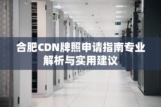 合肥CDN牌照申请指南专业解析与实用建议