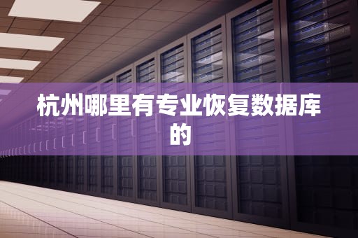 杭州哪里有专业恢复数据库的
