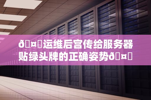 🤖运维后宫传给服务器贴绿头牌的正确姿势🤖