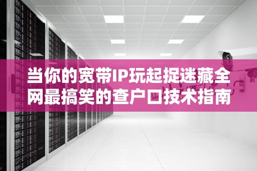 当你的宽带IP玩起捉迷藏全网最搞笑的查户口技术指南