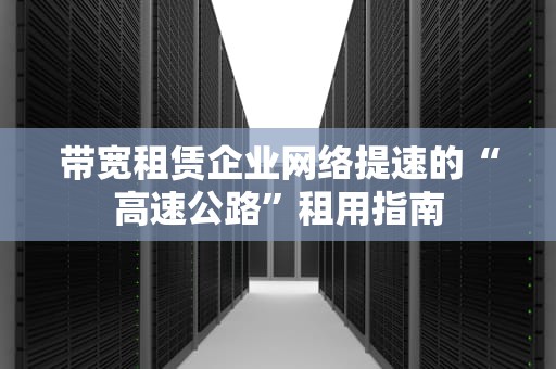带宽租赁企业网络提速的“高速公路”租用指南